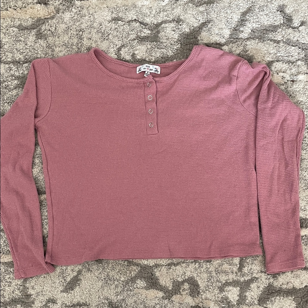 Poof! pink mauve button shirt